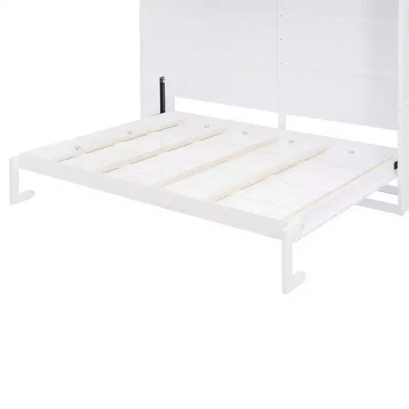 Modern Design Queen Size Murphy Bed Wall Bed, Folded into a Cabinet with Top Shelves and USB Ports