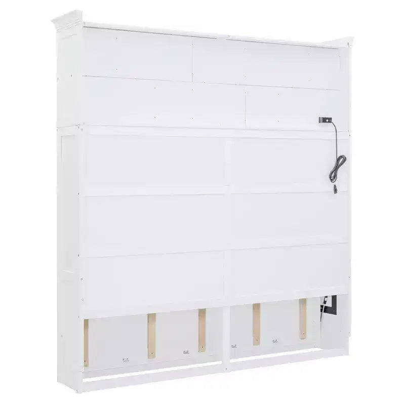 Modern Design Queen Size Murphy Bed Wall Bed, Folded into a Cabinet with Top Shelves and USB Ports