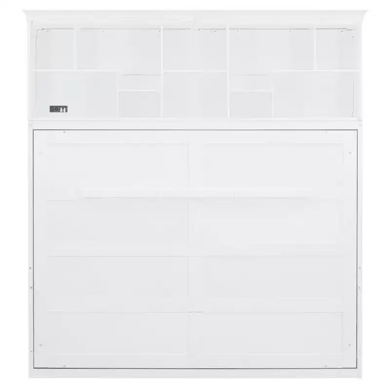 Modern Design Queen Size Murphy Bed Wall Bed, Folded into a Cabinet with Top Shelves and USB Ports