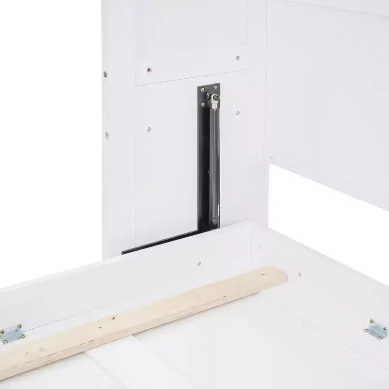Modern Design Queen Size Murphy Bed Wall Bed, Folded into a Cabinet with Top Shelves and USB Ports