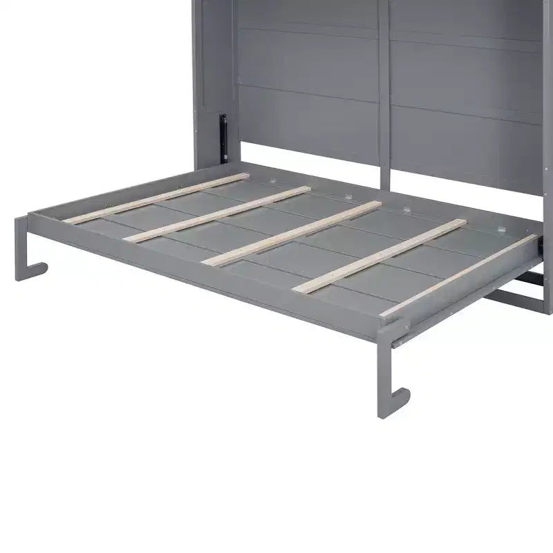 Modern Design Queen Size Murphy Bed Wall Bed, Folded into a Cabinet with Top Shelves and USB Ports