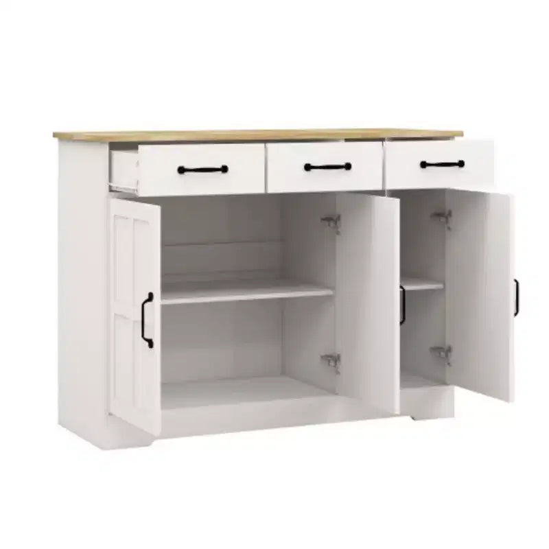 Farmhouse Buffet Cabinet Storage Sideboard with 3 Drawers and 3 Doors for Dining Living Room Kitchen Cupboard