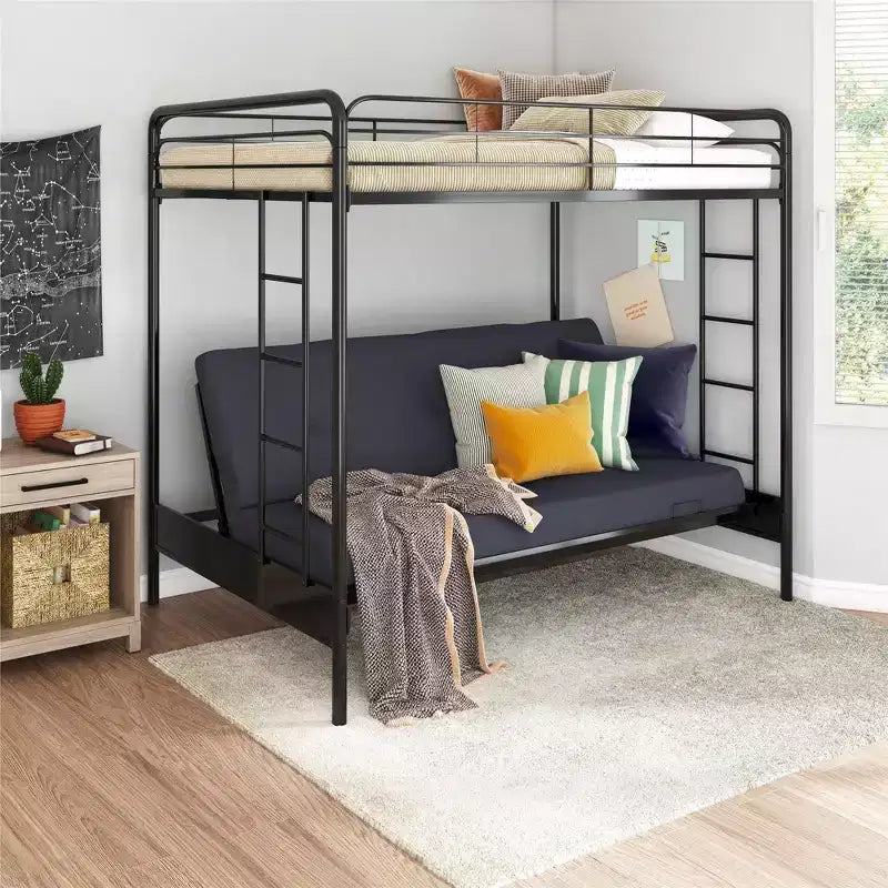 DHP Twin Over Futon Metal Bunk Bed