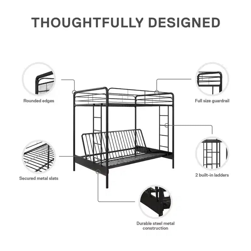 DHP Twin Over Futon Metal Bunk Bed