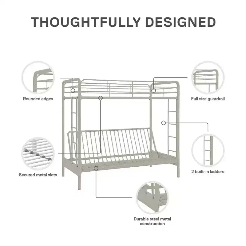DHP Twin Over Futon Metal Bunk Bed