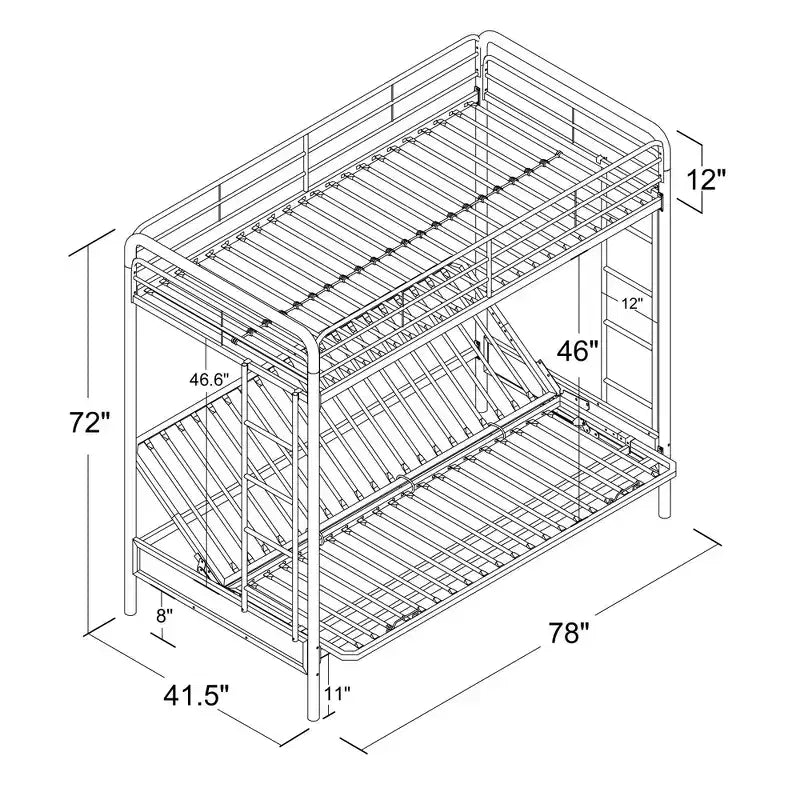 DHP Twin Over Futon Metal Bunk Bed