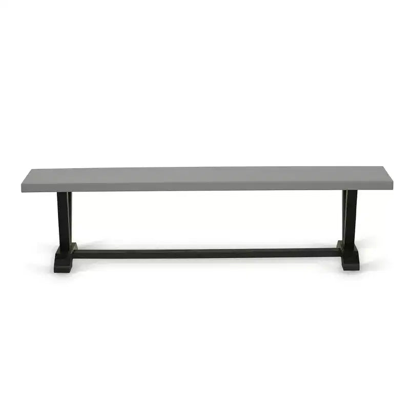 Banc de table à manger moderne avec assise en bois, 72x15x18 pouces, noir brossé