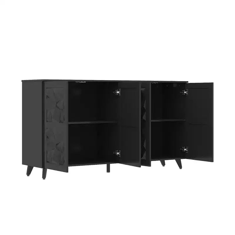 4-Door Diamond-Patterned Surface Dresser for Living Room Storage