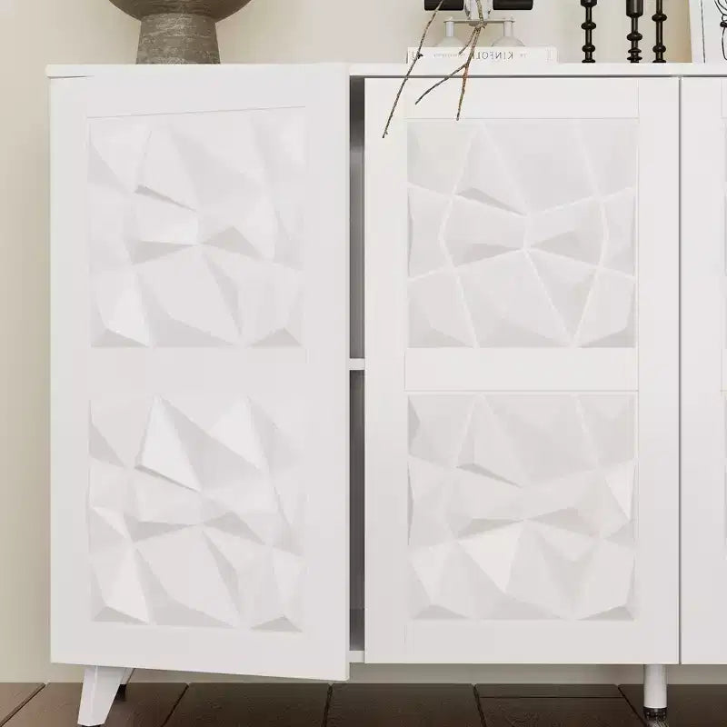 4-Door Diamond-Patterned Surface Dresser for Living Room Storage