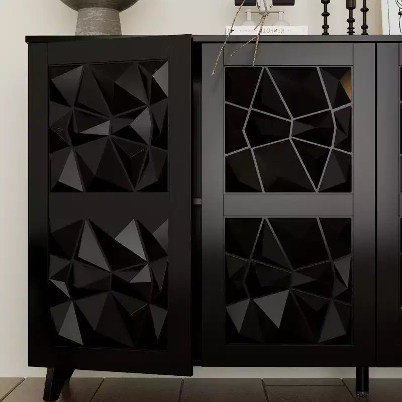 4-Door Diamond-Patterned Surface Dresser for Living Room Storage