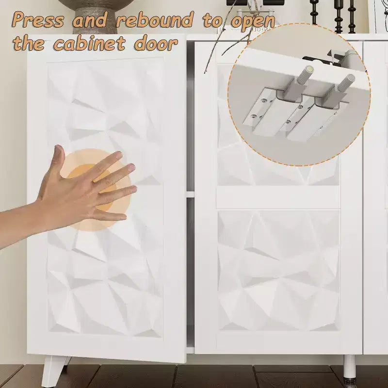4-Door Diamond-Patterned Surface Dresser for Living Room Storage