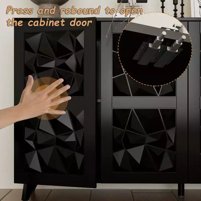4-Door Diamond-Patterned Surface Dresser for Living Room Storage