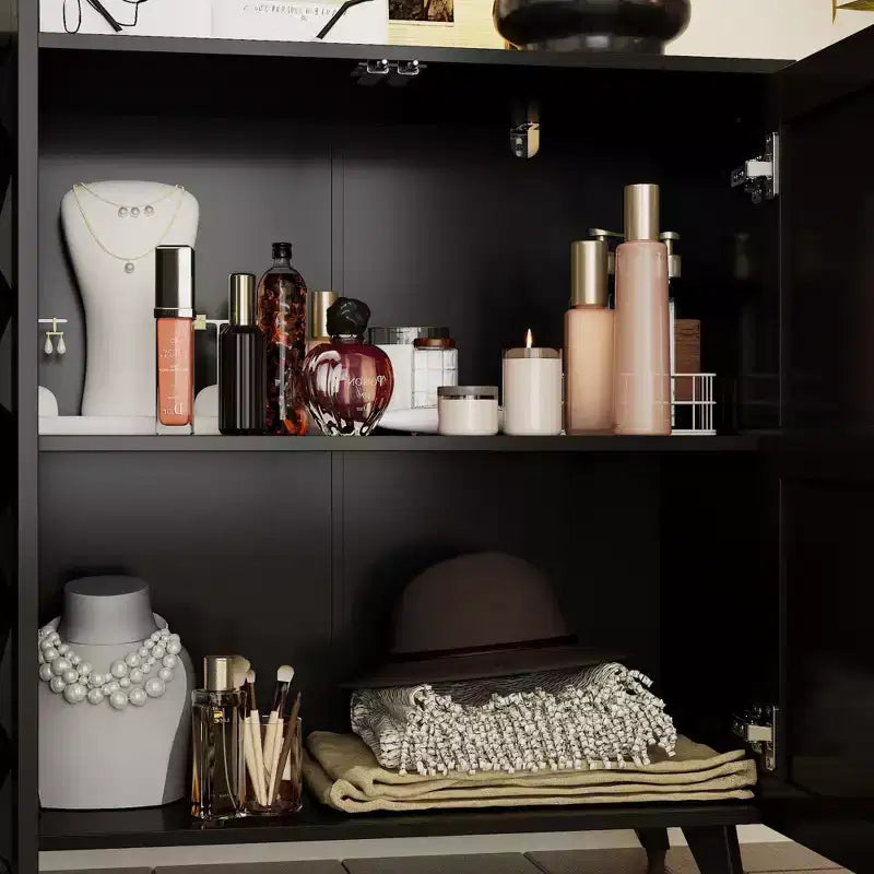 4-Door Diamond-Patterned Surface Dresser for Living Room Storage