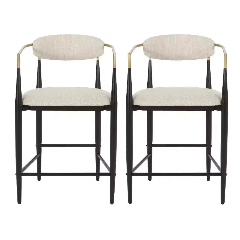 Tabourets de comptoir modernes en fer de 63,5 cm recouverts de tissu (lot de 2)
