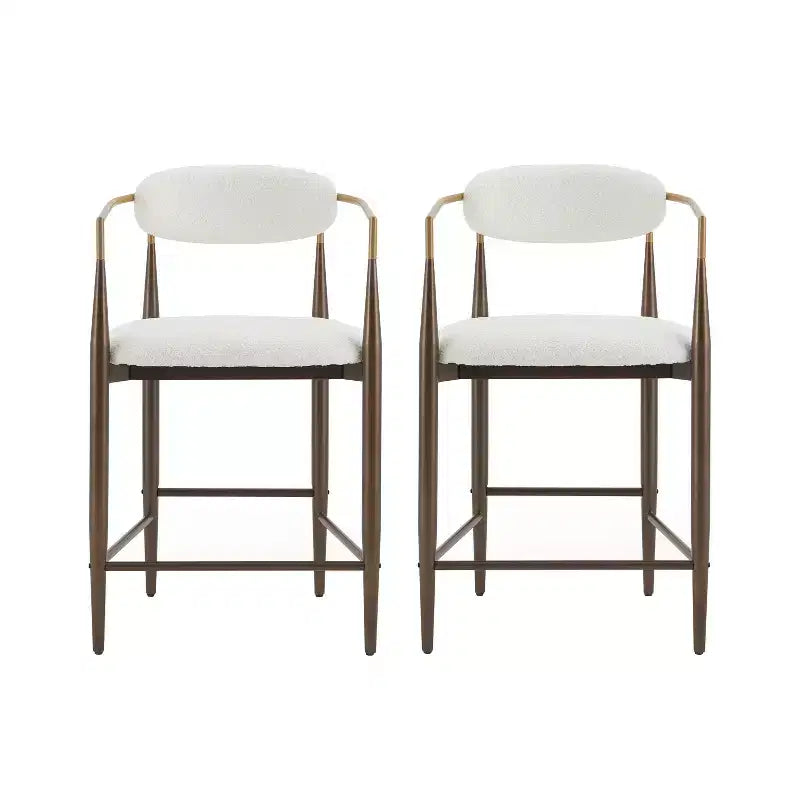 Tabourets de comptoir modernes en fer de 63,5 cm recouverts de tissu (lot de 2)