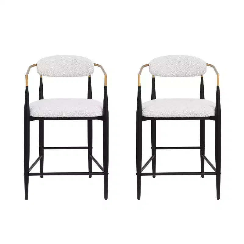 Tabourets de comptoir modernes en fer de 63,5 cm recouverts de tissu (lot de 2)