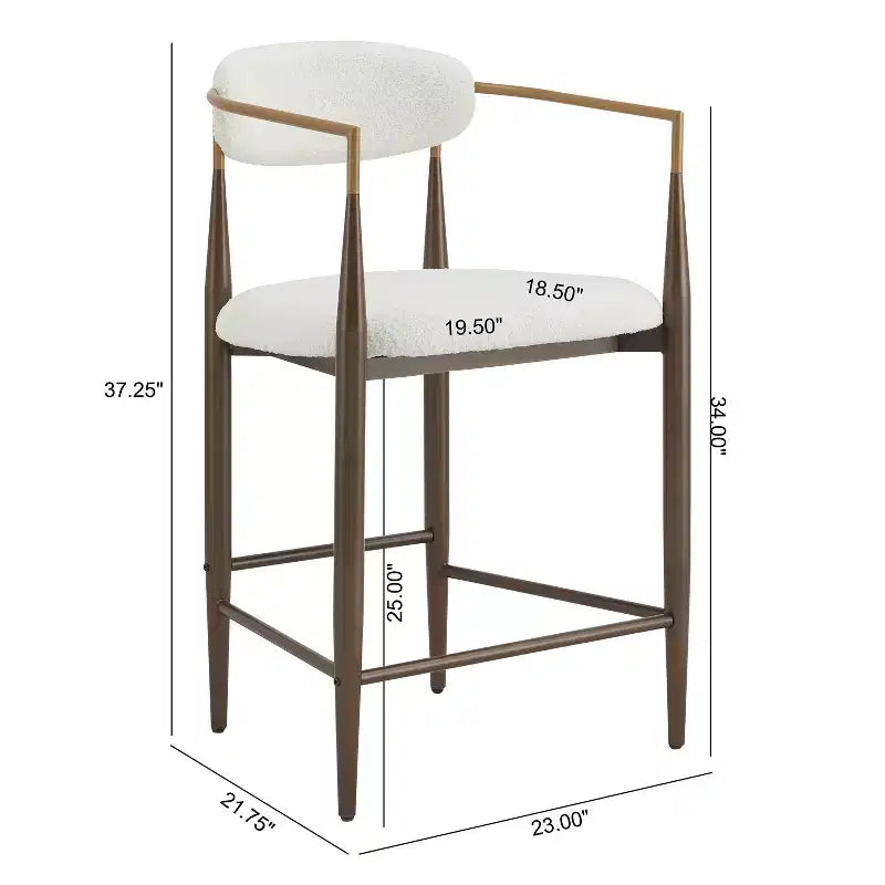 Tabourets de comptoir modernes en fer de 63,5 cm recouverts de tissu (lot de 2)