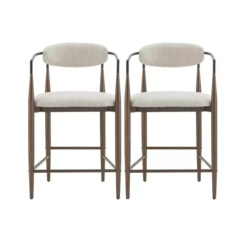 Tabourets de comptoir modernes en fer de 63,5 cm recouverts de tissu (lot de 2)