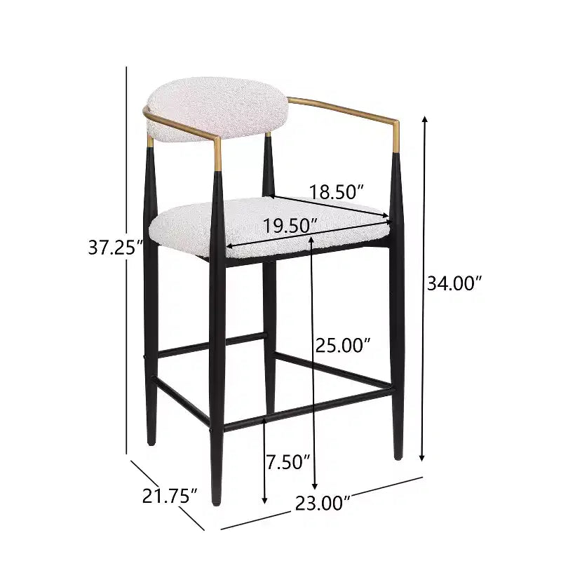 Tabourets de comptoir modernes en fer de 63,5 cm recouverts de tissu (lot de 2)