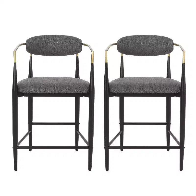Tabourets de comptoir modernes en fer de 63,5 cm recouverts de tissu (lot de 2)