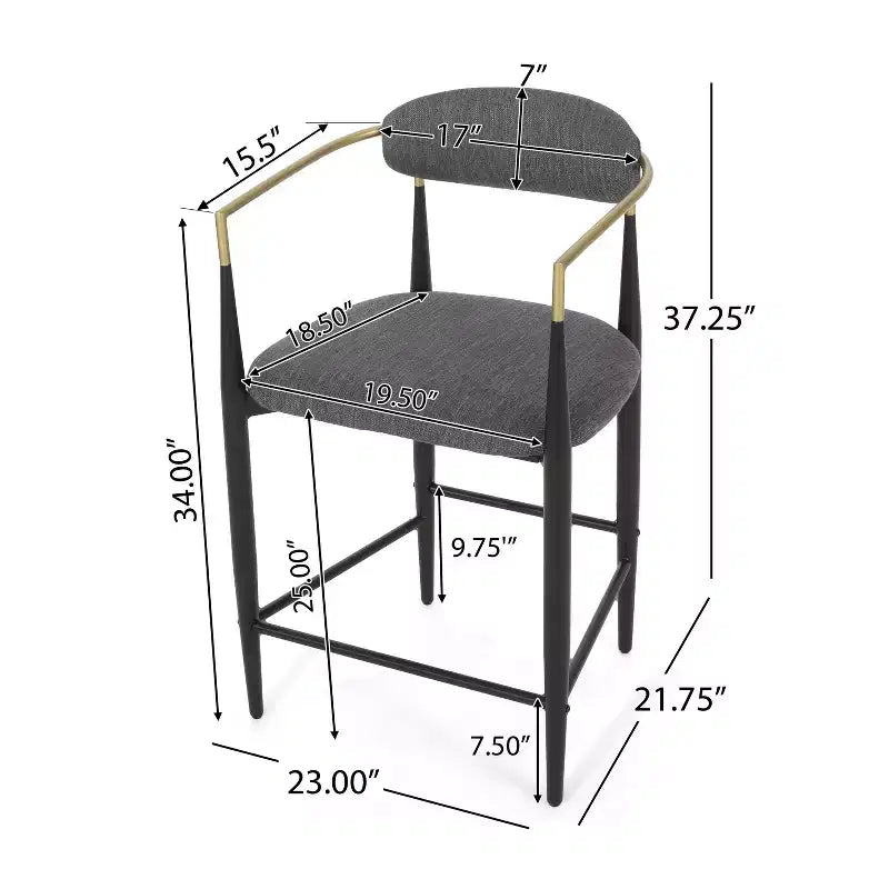 Tabourets de comptoir modernes en fer de 63,5 cm recouverts de tissu (lot de 2)