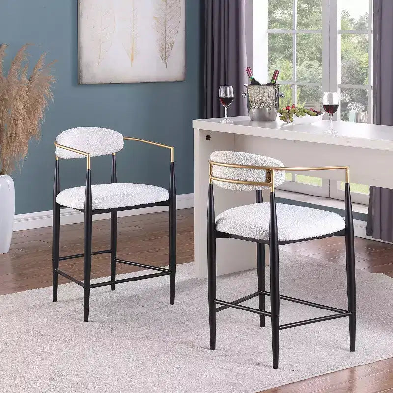 Christopher Knight Home Alger Modern Fabric Upholstered Iron 25 Inch Counter Stools (Set of 2)