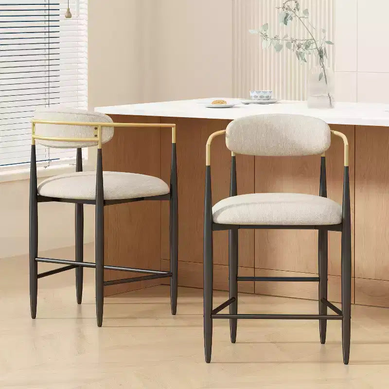 Tabourets de comptoir modernes en fer de 63,5 cm recouverts de tissu (lot de 2)