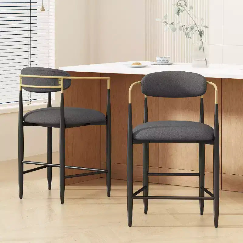 Tabourets de comptoir modernes en fer de 63,5 cm recouverts de tissu (lot de 2)
