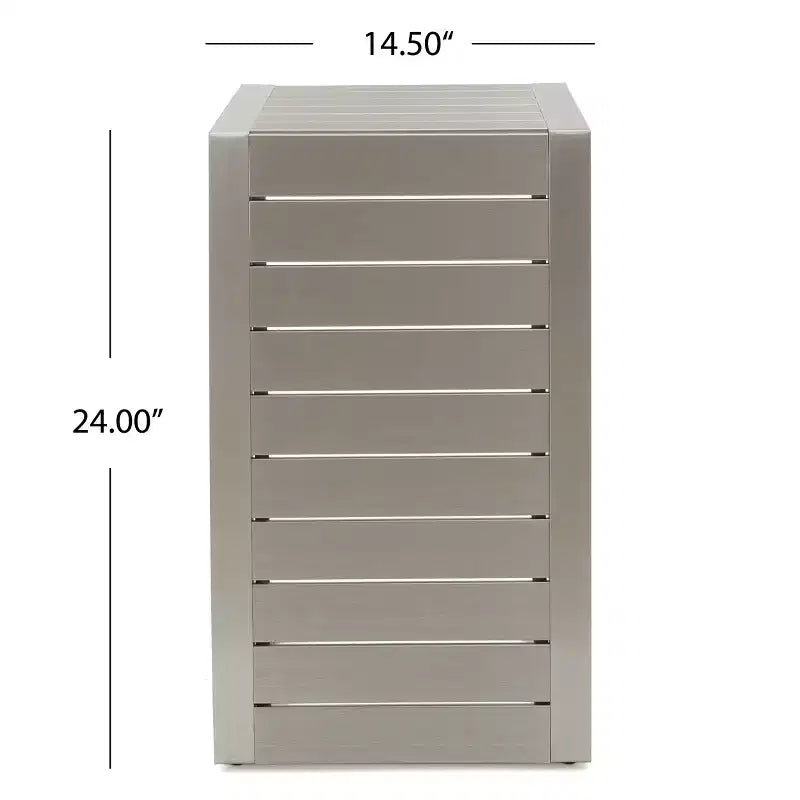 End Table Fashionable Modern Aluminium Side Table with Storage Silver