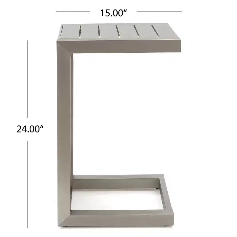 Table d'appoint à la mode moderne en aluminium avec rangement argenté