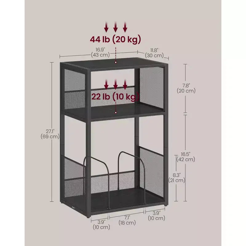 3 - Tier Record Player Stand & Side Table - Holds up to 100 Vinyl Records, Ideal for Living & Bedroom