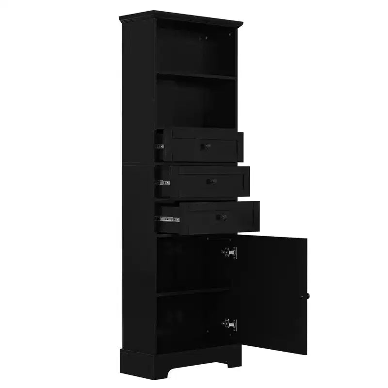 Vertical Storage Cabinet with Drawers and Adjustable Shelves for Bathroom, Study, Office and Interior