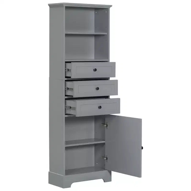 Vertical Storage Cabinet with Drawers and Adjustable Shelves for Bathroom, Study, Office and Interior
