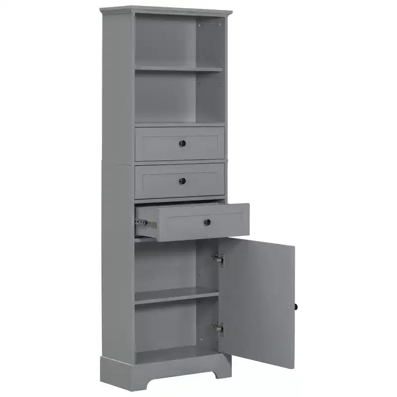Vertical Storage Cabinet with Drawers and Adjustable Shelves for Bathroom, Study, Office and Interior