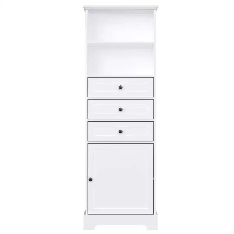 Vertical Storage Cabinet with Drawers and Adjustable Shelves for Bathroom, Study, Office and Interior