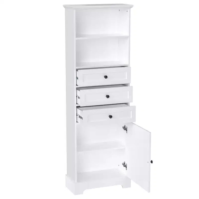 Vertical Storage Cabinet with Drawers and Adjustable Shelves for Bathroom, Study, Office and Interior