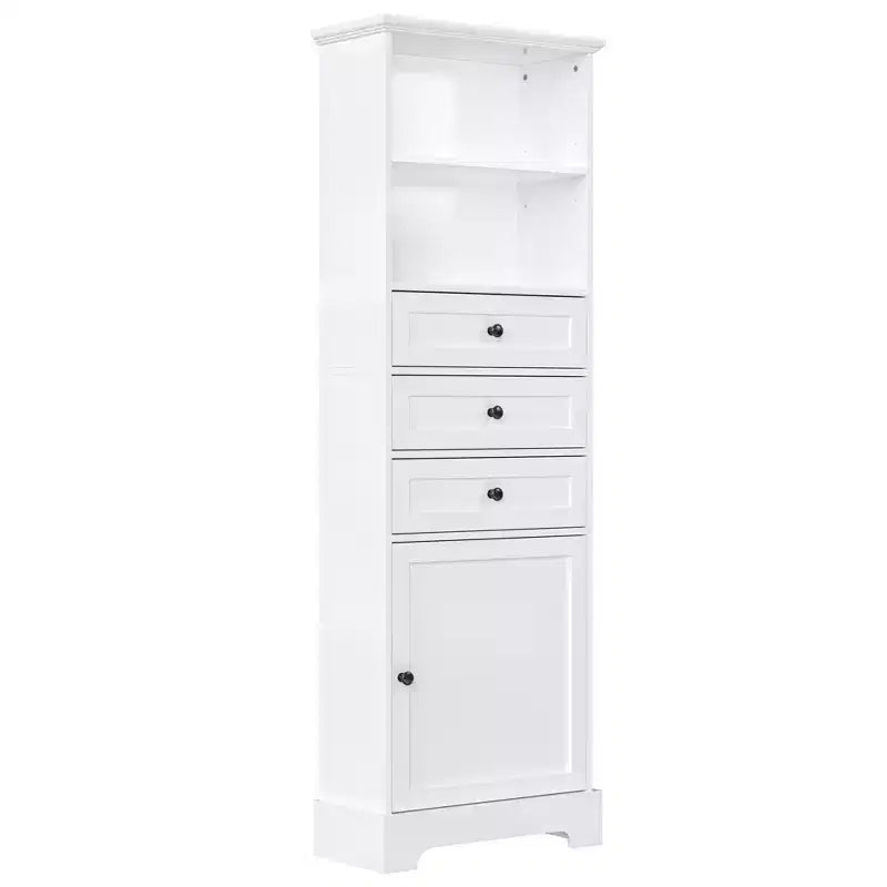 Vertical Storage Cabinet with Drawers and Adjustable Shelves for Bathroom, Study, Office and Interior