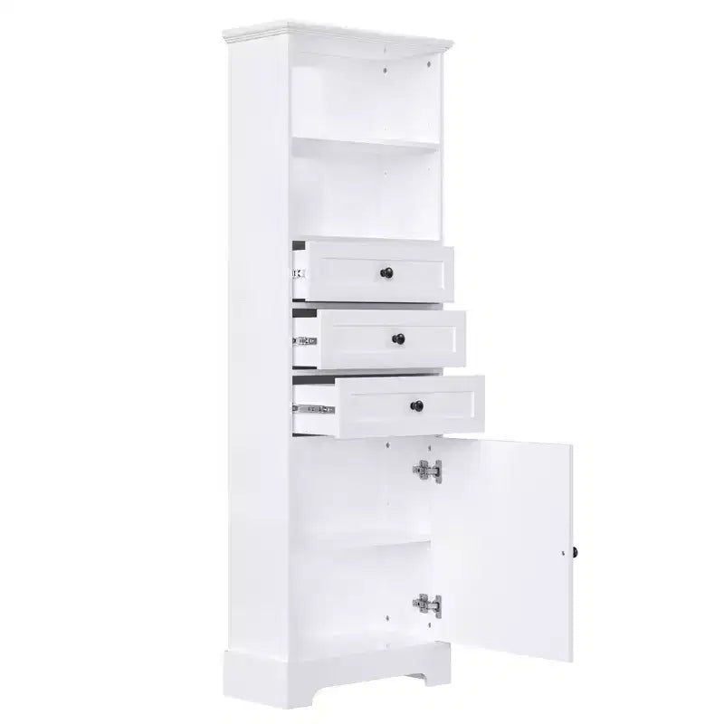 Vertical Storage Cabinet with Drawers and Adjustable Shelves for Bathroom, Study, Office and Interior