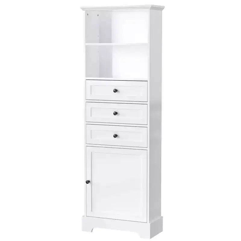Vertical Storage Cabinet with Drawers and Adjustable Shelves for Bathroom, Study, Office and Interior