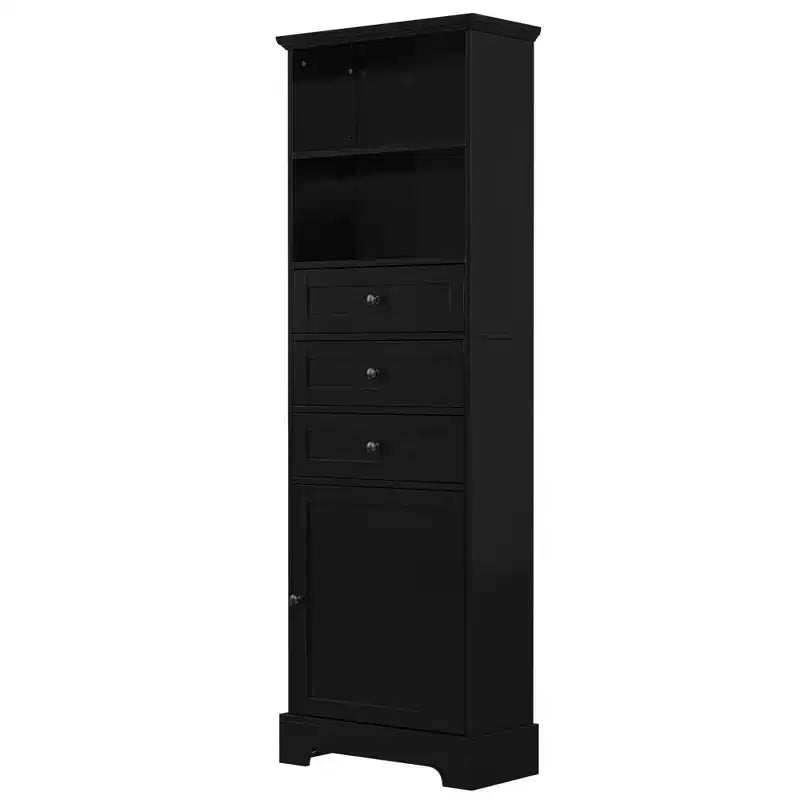 Vertical Storage Cabinet with Drawers and Adjustable Shelves for Bathroom, Study, Office and Interior