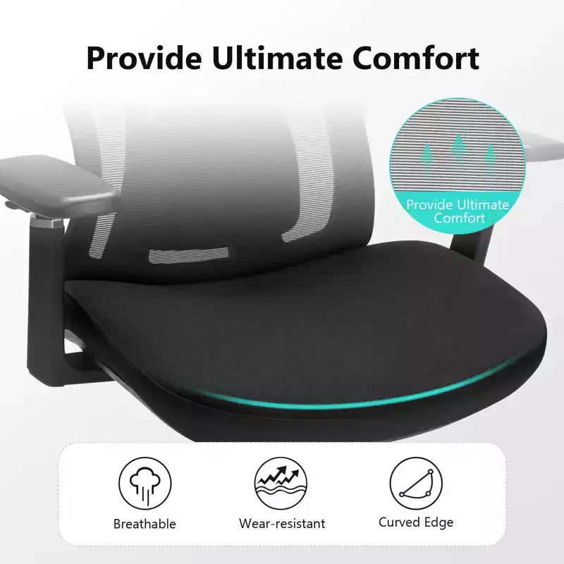 Chaise de bureau ergonomique avec appui-tête 3D, accoudoirs 2D, dossier en maille, inclinaison à 135 degrés, capacité de 150 kg, chaise de bureau avec support lombaire dynamique