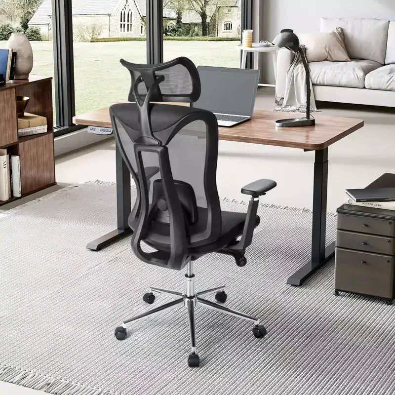 Chaise de bureau ergonomique avec appui-tête 3D, accoudoirs 2D, dossier en maille, inclinaison à 135 degrés, capacité de 150 kg, chaise de bureau avec support lombaire dynamique