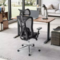 Chaise de bureau ergonomique avec appui-tête 3D, accoudoirs 2D, dossier en maille, inclinaison à 135 degrés, capacité de 150 kg, chaise de bureau avec support lombaire dynamique