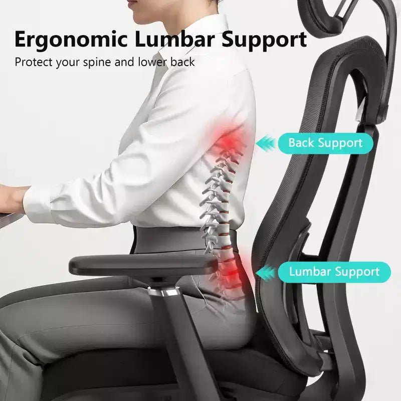 Ergonomic Office Chair with 3D Headrest 2D Armrests Mesh Back 135-Degree Recline 330 lb Capacity Desk Chair with Dynamic Lumbar Support