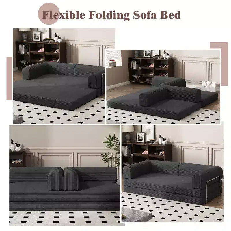 Convertible Sleeper Sofa Bed, Sleeper Sofa Corduroy Fabric High-Density Sponge, Modular Sofa Bed for Living Room Lounge Studio