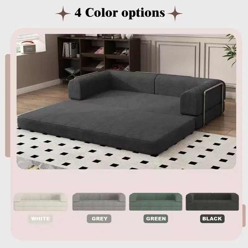 Convertible Sleeper Sofa Bed, Sleeper Sofa Corduroy Fabric High-Density Sponge, Modular Sofa Bed for Living Room Lounge Studio