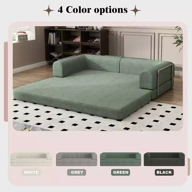Convertible Sleeper Sofa Bed, Sleeper Sofa Corduroy Fabric High-Density Sponge, Modular Sofa Bed for Living Room Lounge Studio