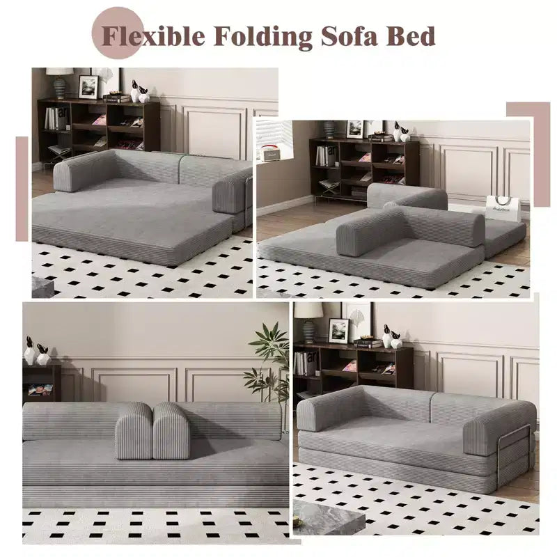 Convertible Sleeper Sofa Bed, Sleeper Sofa Corduroy Fabric High-Density Sponge, Modular Sofa Bed for Living Room Lounge Studio