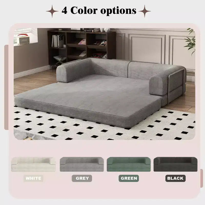 Convertible Sleeper Sofa Bed, Sleeper Sofa Corduroy Fabric High-Density Sponge, Modular Sofa Bed for Living Room Lounge Studio