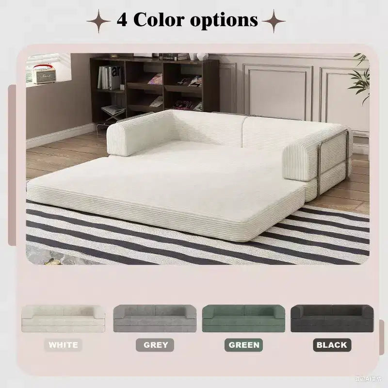 Convertible Sleeper Sofa Bed, Sleeper Sofa Corduroy Fabric High-Density Sponge, Modular Sofa Bed for Living Room Lounge Studio